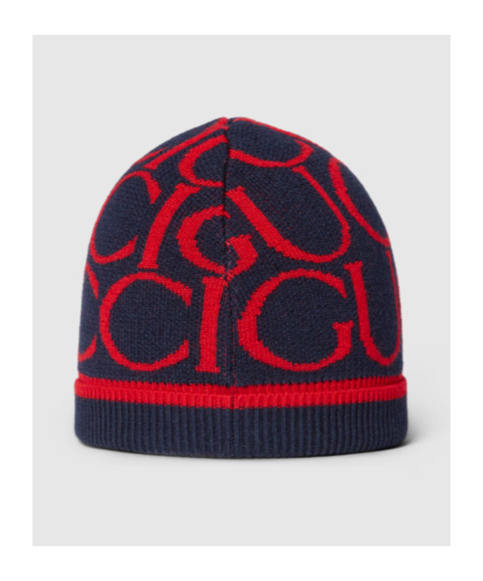 Gucci Jacquard Knitted Hat In Black