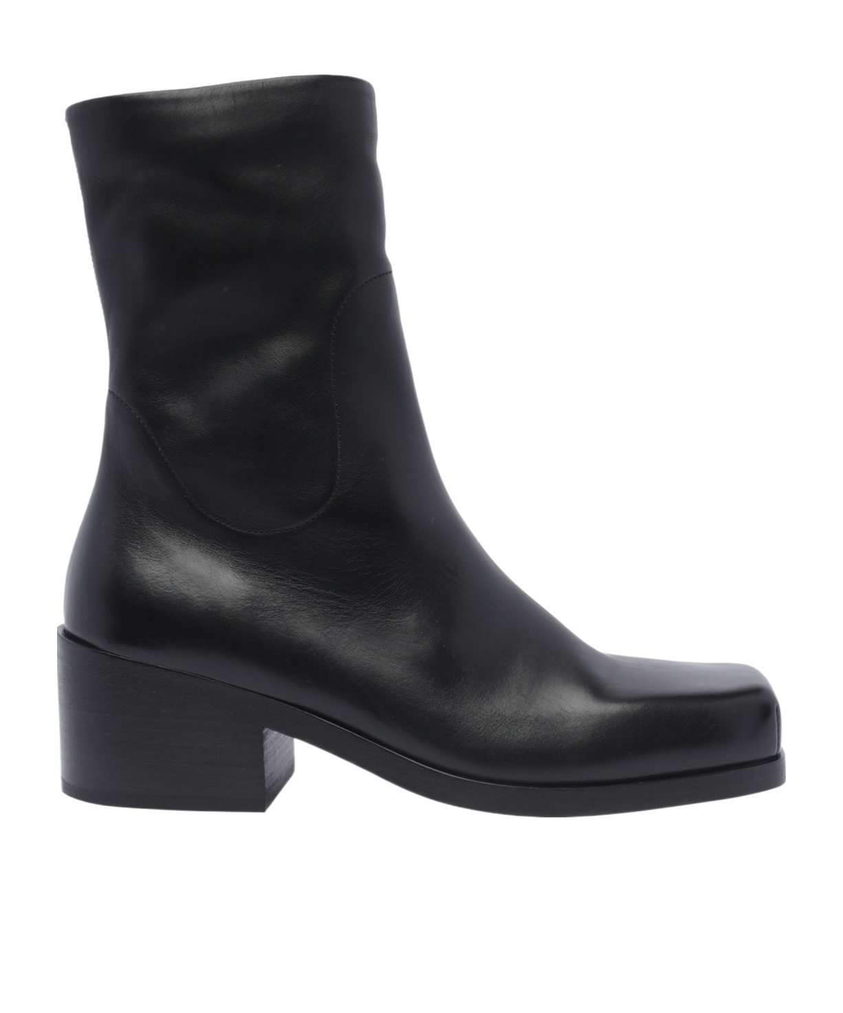 Marsèll Square Toe Leather Ankle Boots In Black