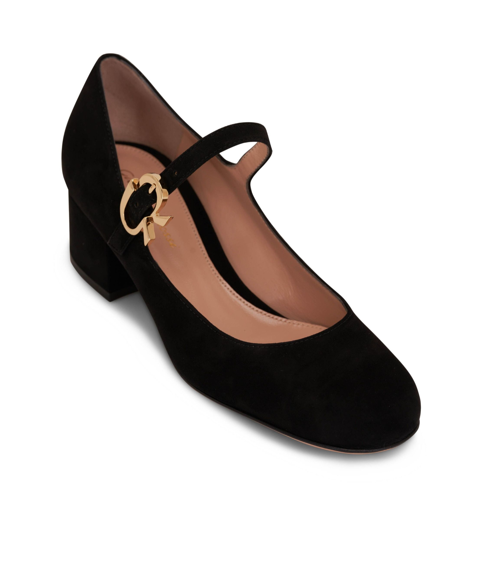 Gianvito Rossi Suede Block-heel Mary Jane Pumps In Black