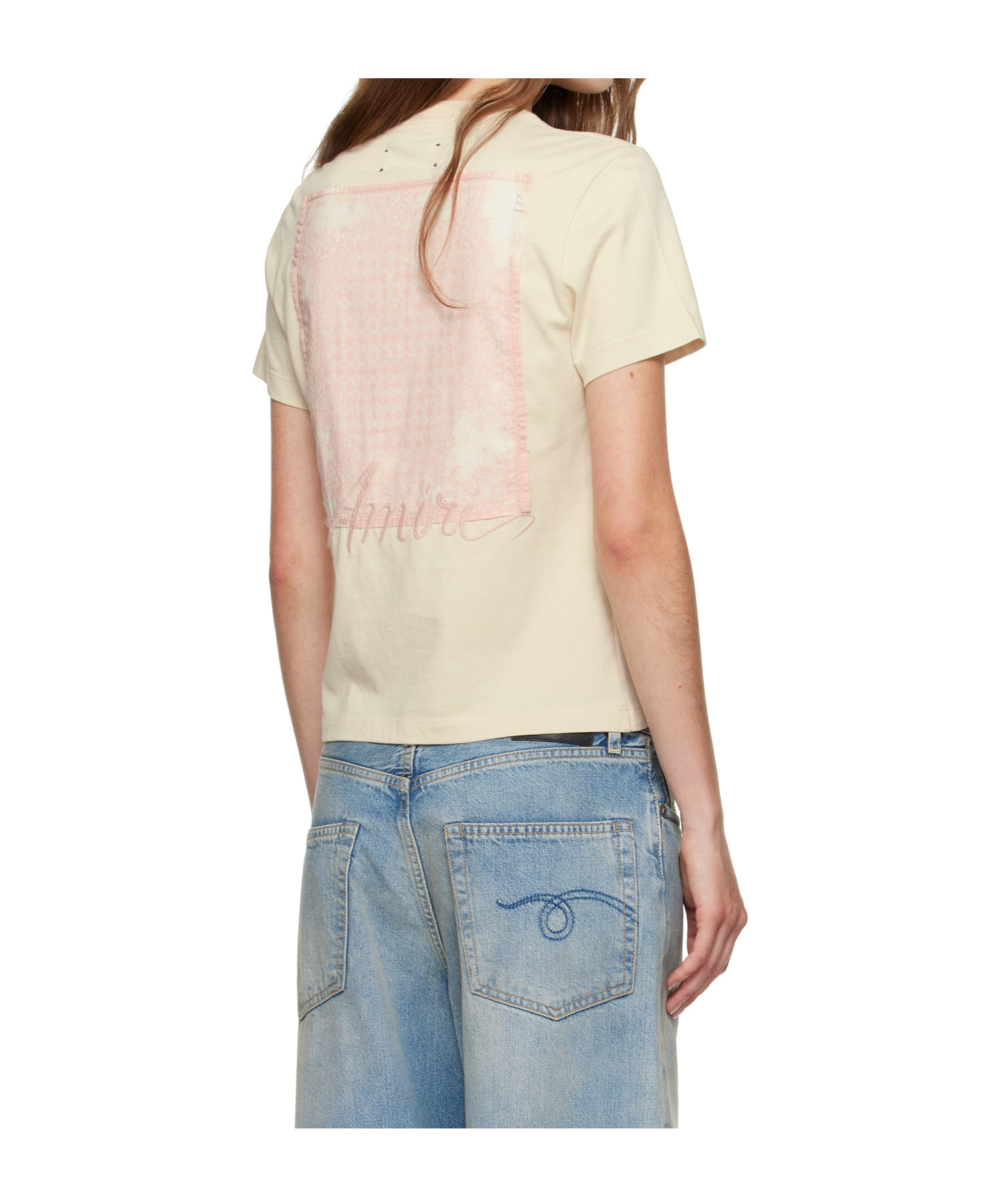 Amiri Bleach Bandana Patch Tee T-shirt Beige In Neutral