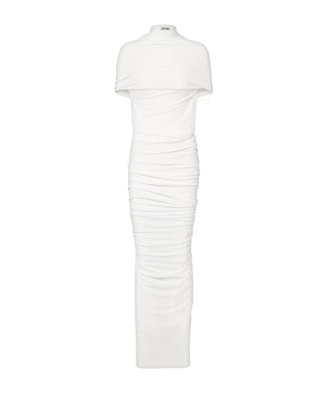 Jean Paul Gaultier Fringed Ruched Jersey Maxi Dress In White