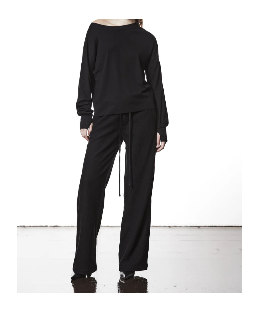 Thom Krom Oversize Longsleeve Mit Besticktem Wording Und Faden-detail In Black