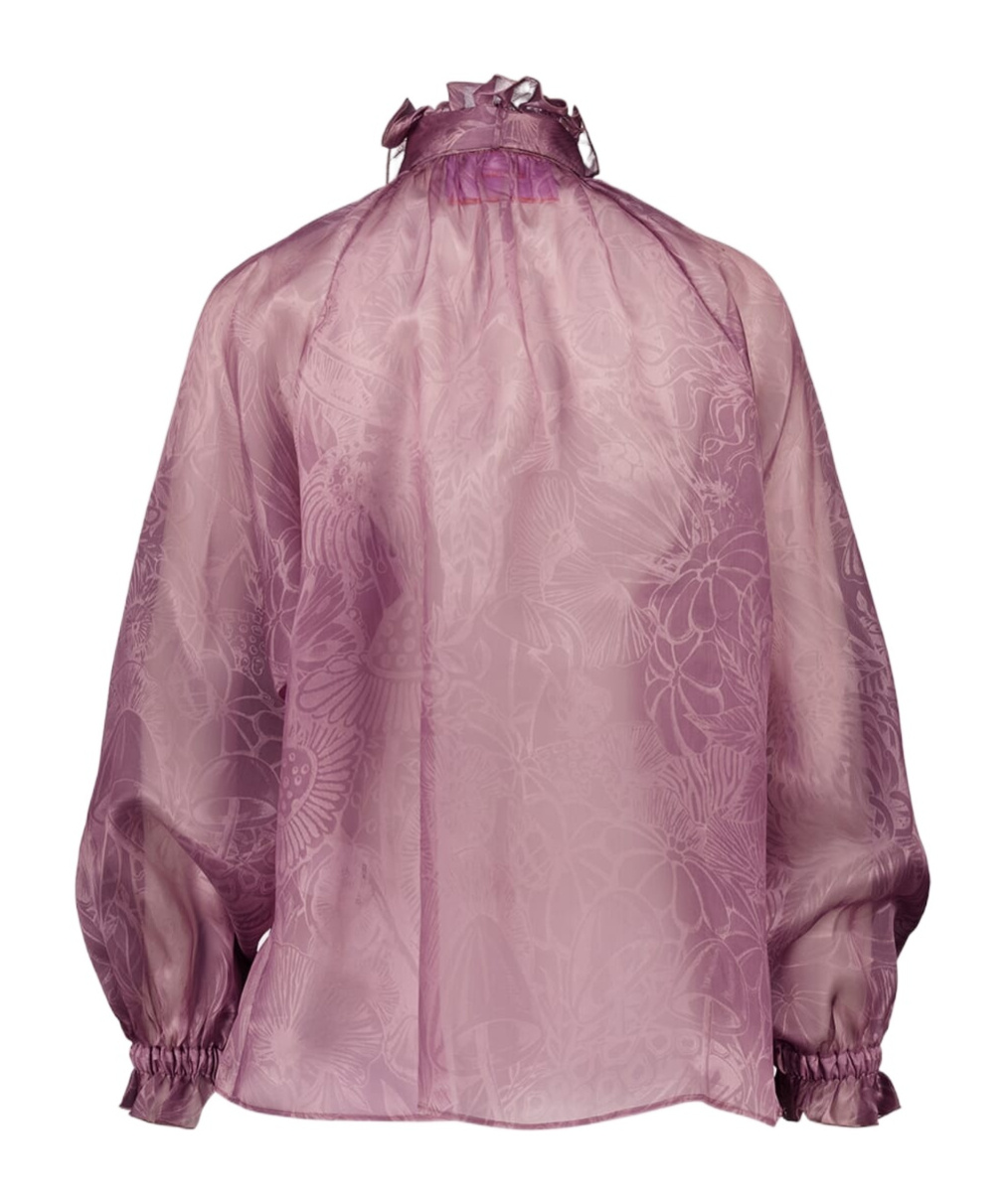 La Doublej Cerere Ruffled High-neck Blouse In Pink