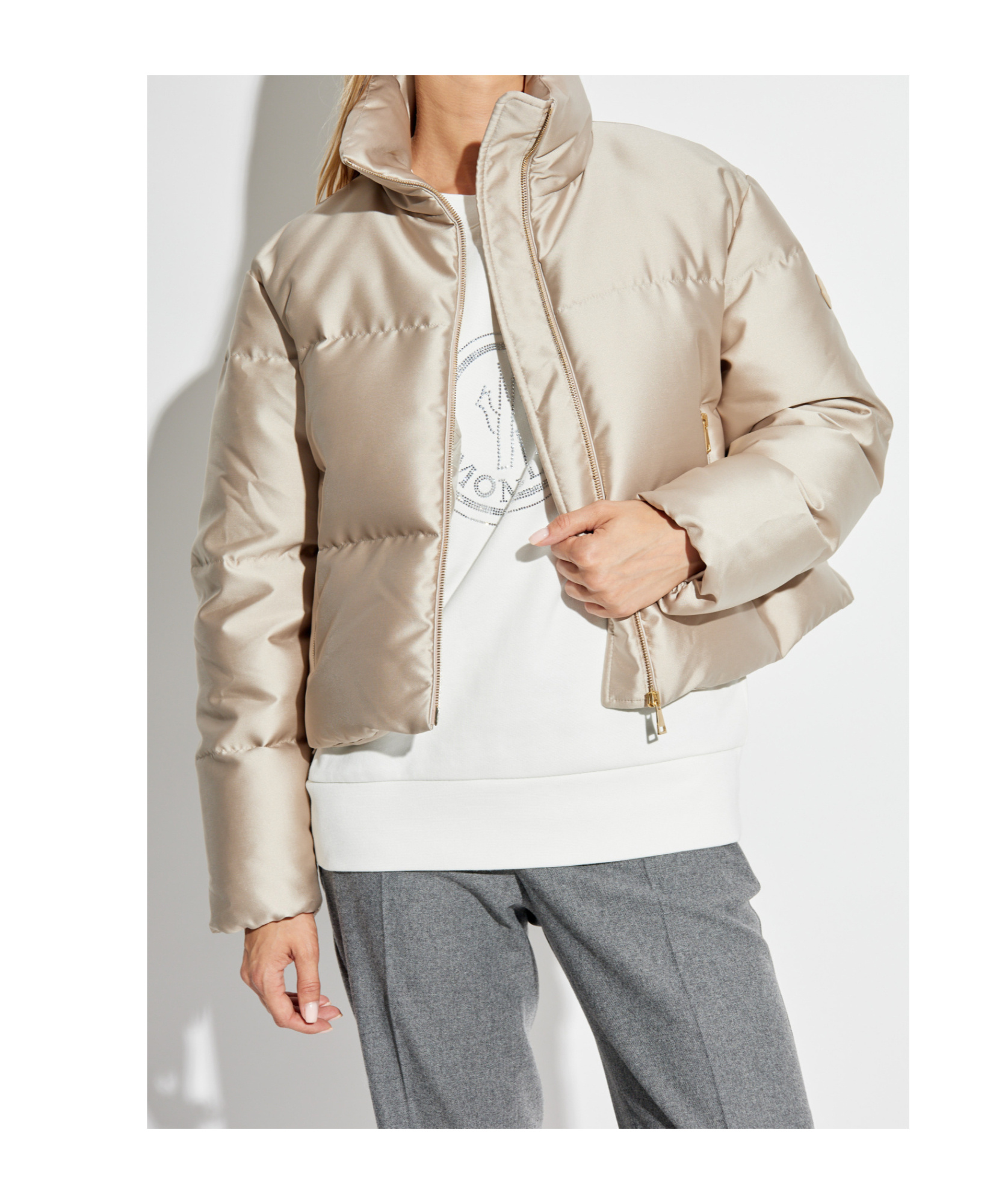 Moncler Bonnelles Quilted Down Jacket In Nude