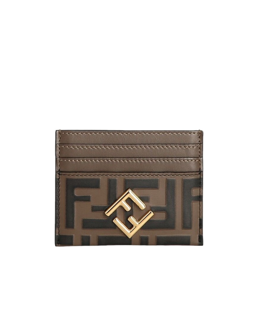 Fendi Ff Diamonds Card Holder In Green
