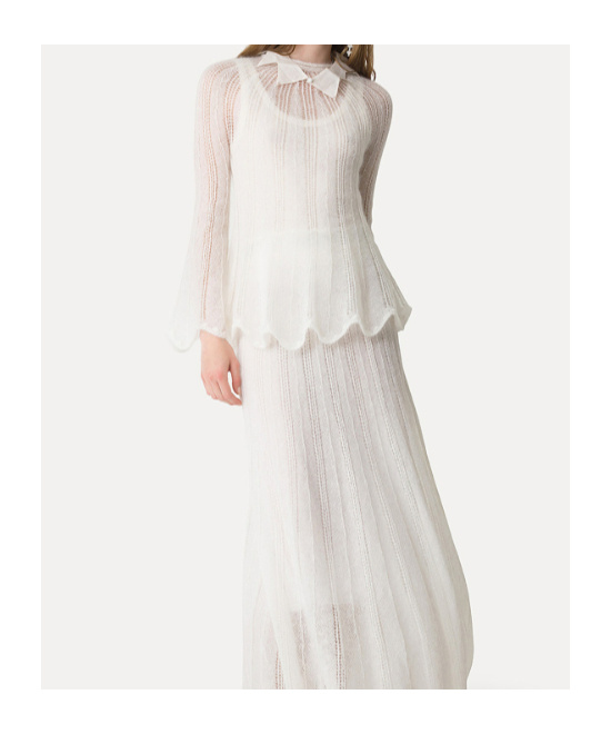 Forte Forte Pointellestitch Knit In Brushed Mohair In White