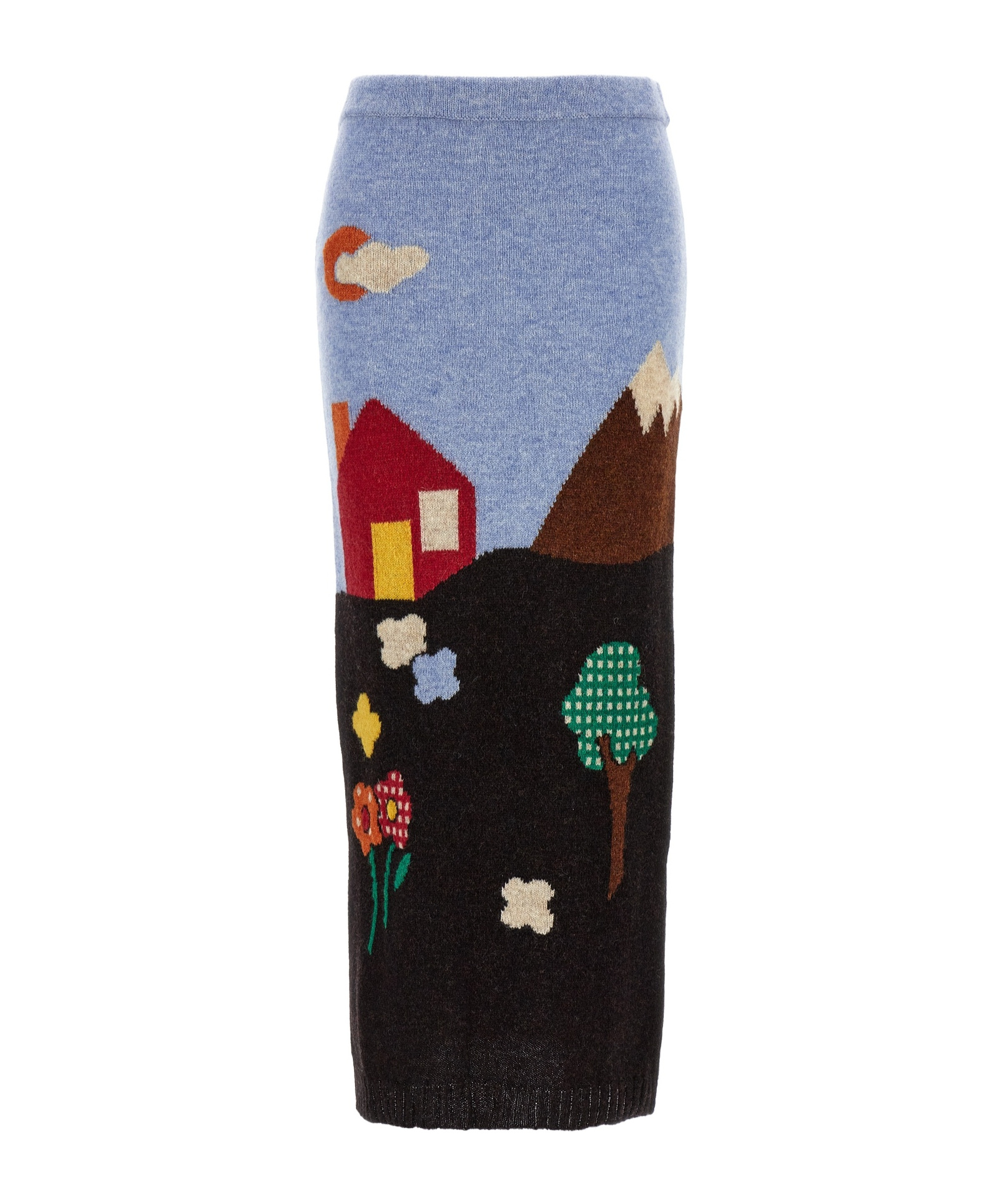 Moschino Multicolor Shetland Knit Skirt In Blue