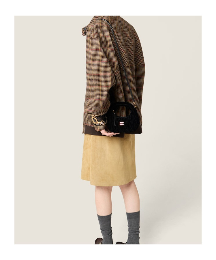 Miu Miu Women Black Velvet Mini Wander Handbag In Black