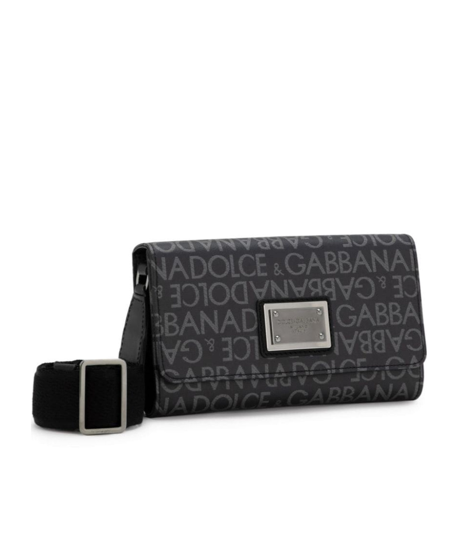 Dolce & Gabbana Dolce Gabbana Logo Jacquard Foldover Top Crossbody Bag In Black