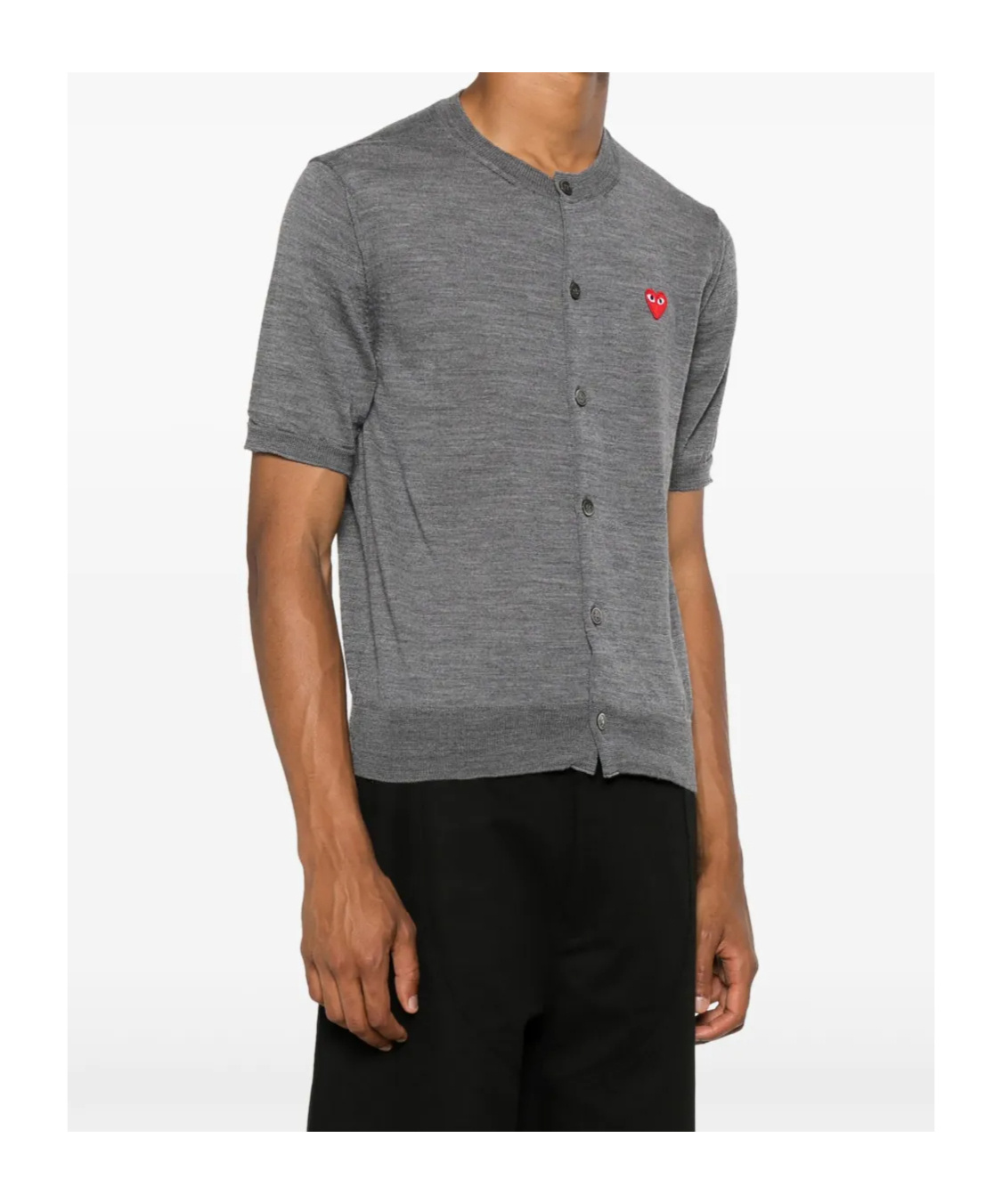 Comme Des Garçons Play Heart-patch Wool Cardigan In Gray