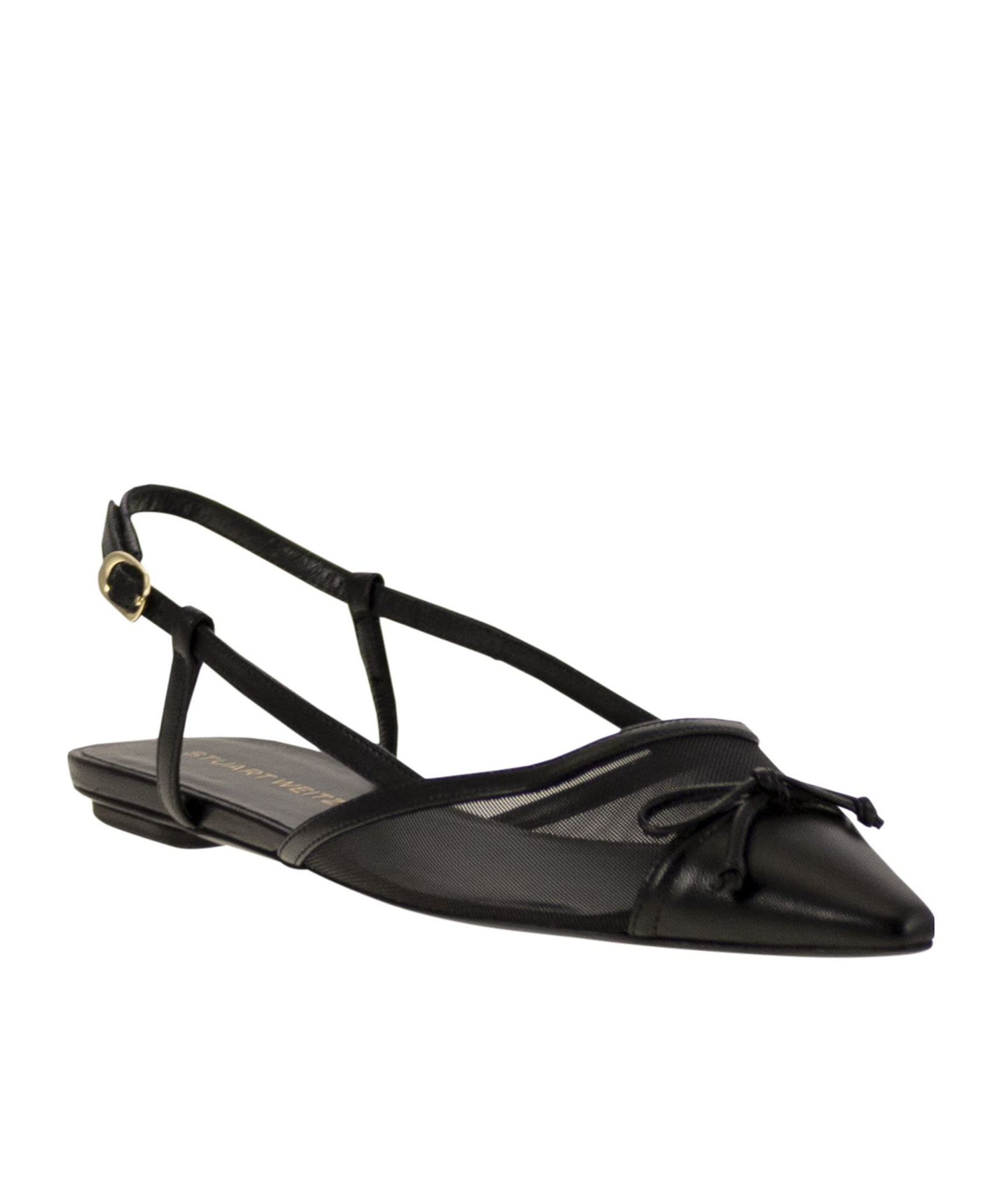 Stuart Weitzman Clear Quilted Pointed Flat Sandals In Black