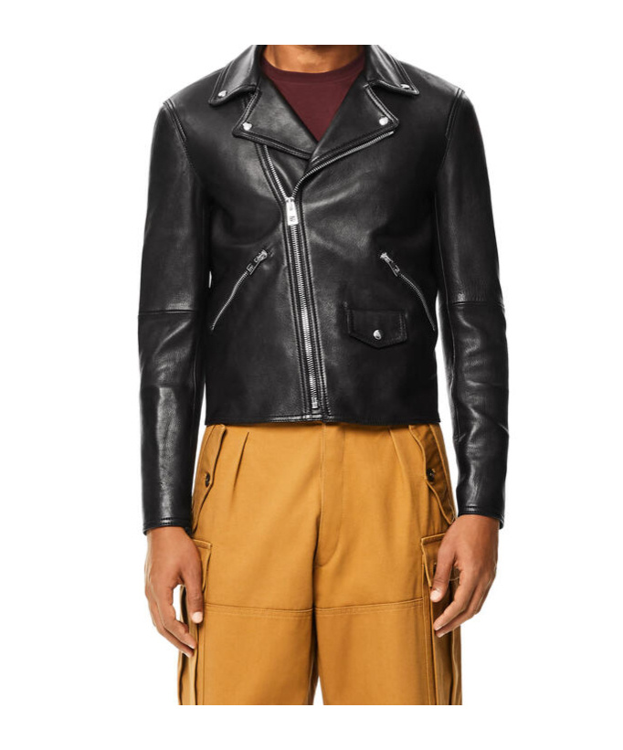 Loewe Leather Biker Jacket In Black