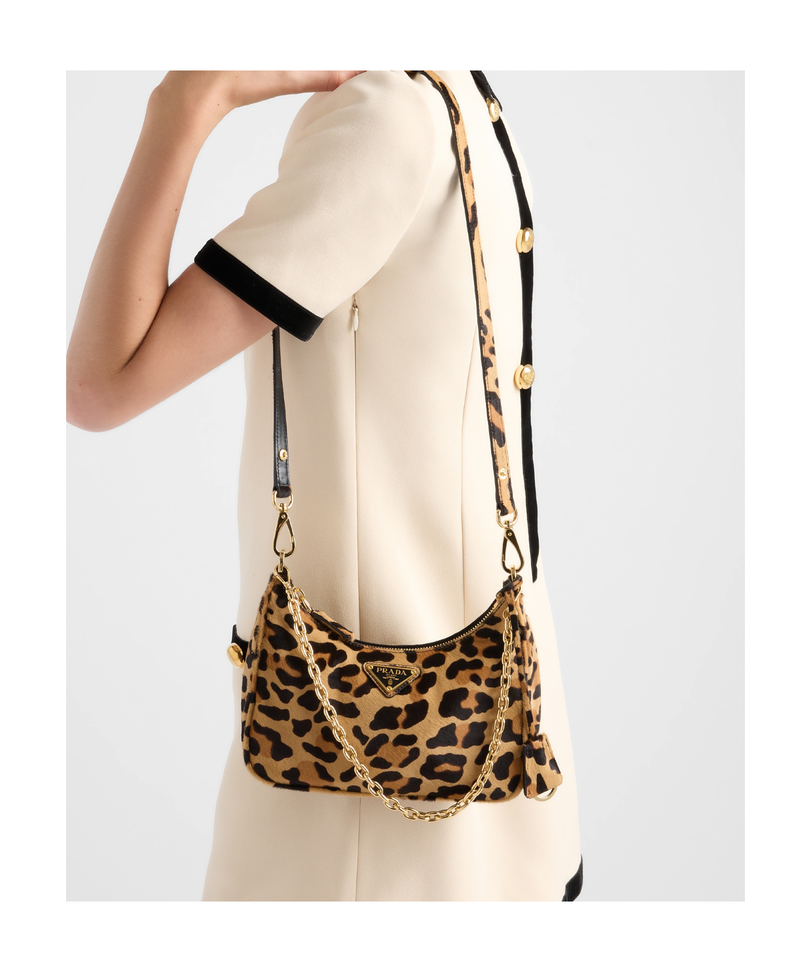 Prada Re-edition Leopard Ponyskin Mini Bag In Brown