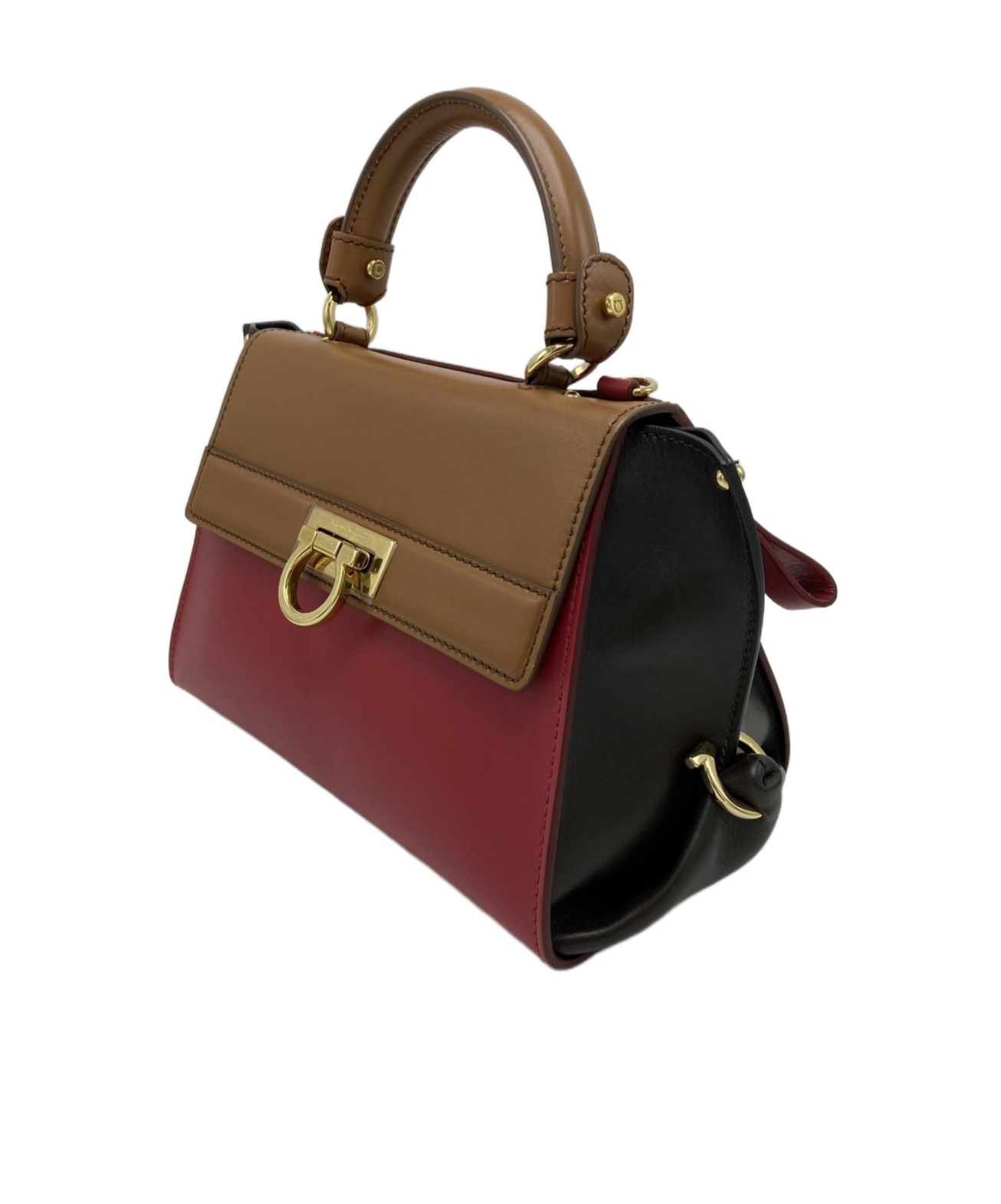 Ferragamo Top Handle Shoulder Bag In Brown