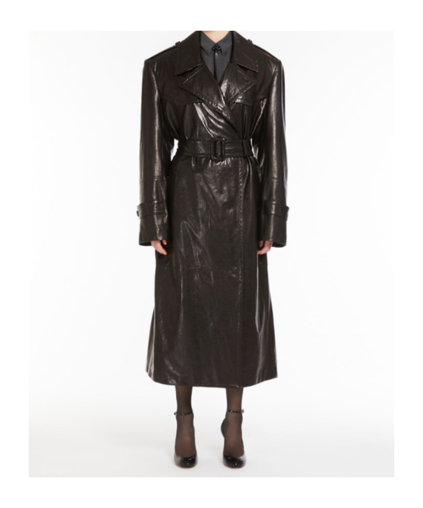 Sportmax Long-sleeved Leather Windbreaker In Black