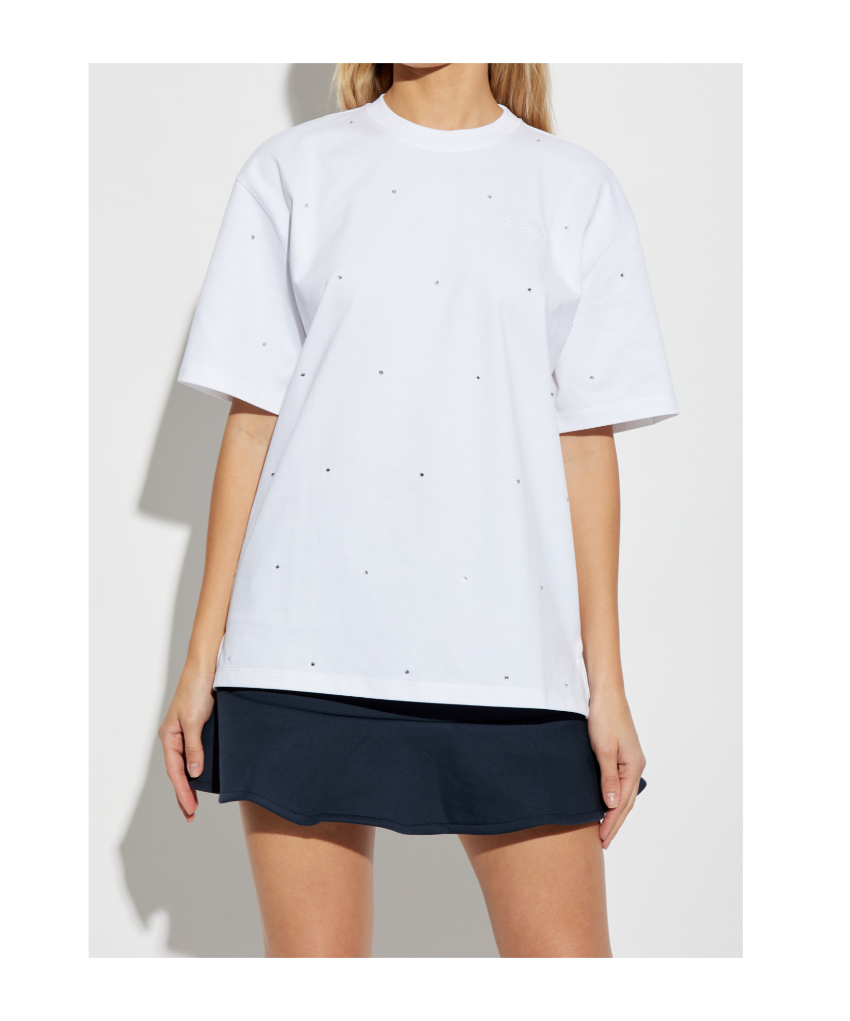 GANNI GANNI T-SHIRT WITH SHIMMERING APPLIQUES