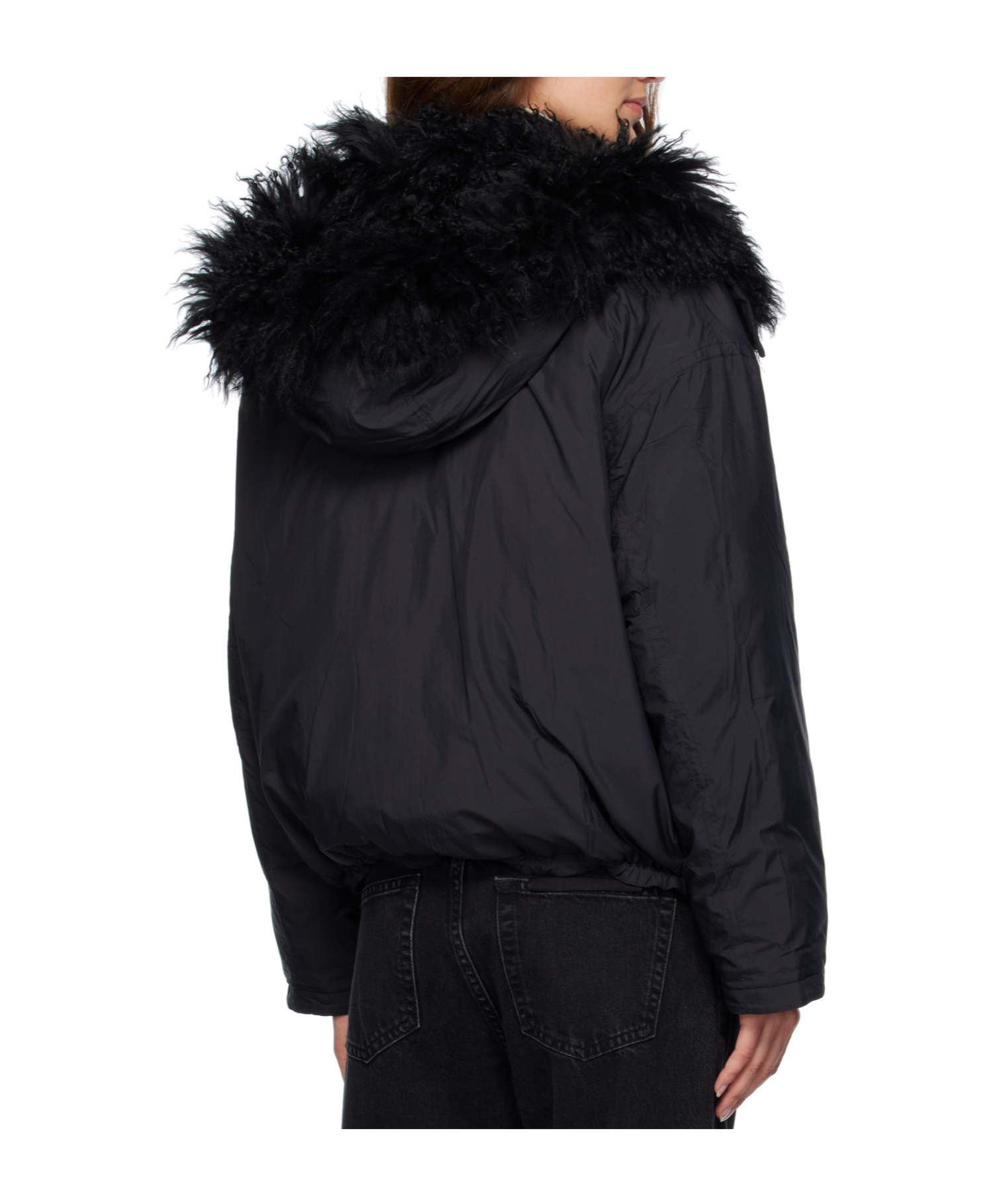 Yves Salomon Doudoune Down Fur Jacket In Black