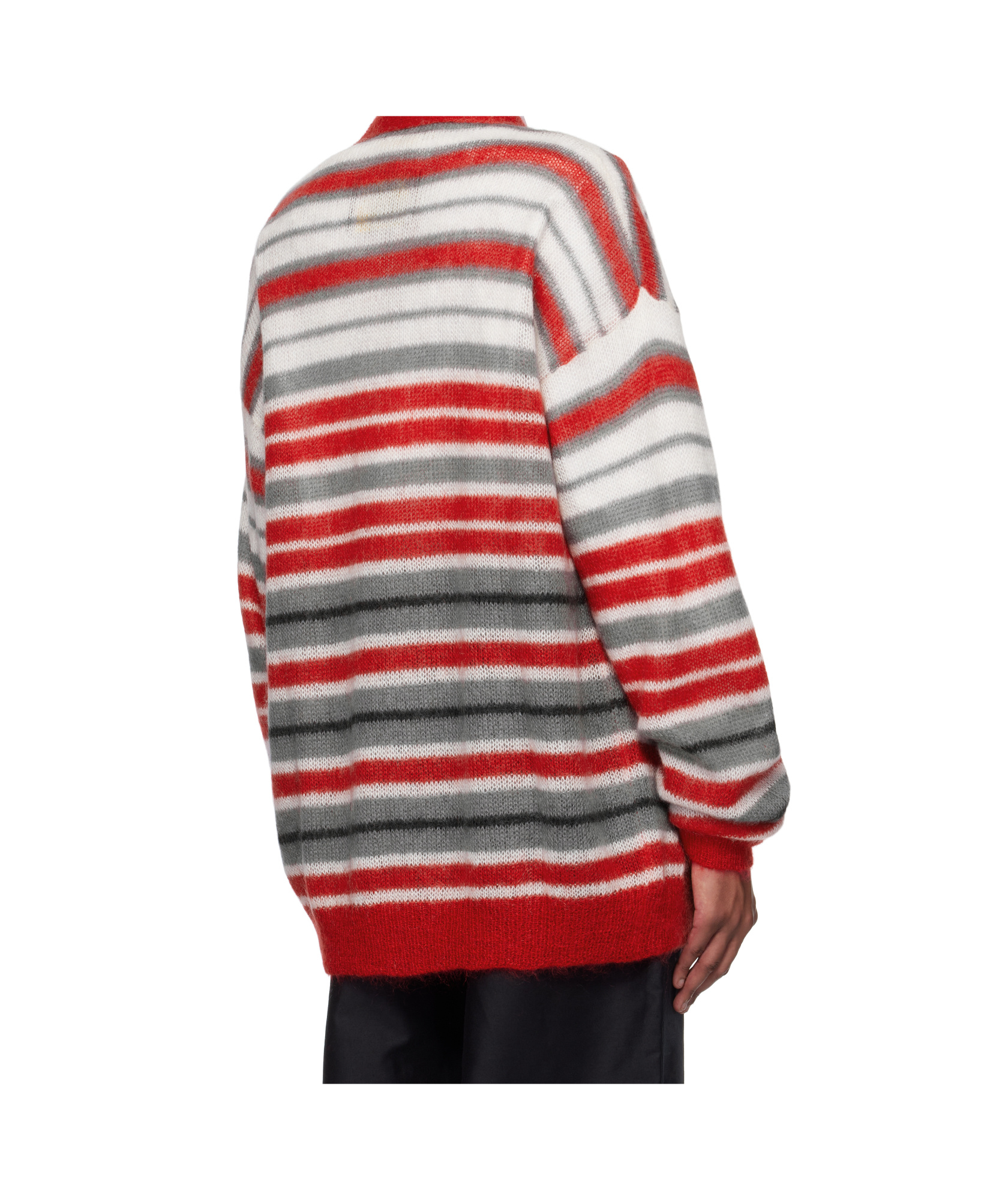 Shop Marni Striped V-neck Cardigan In Red