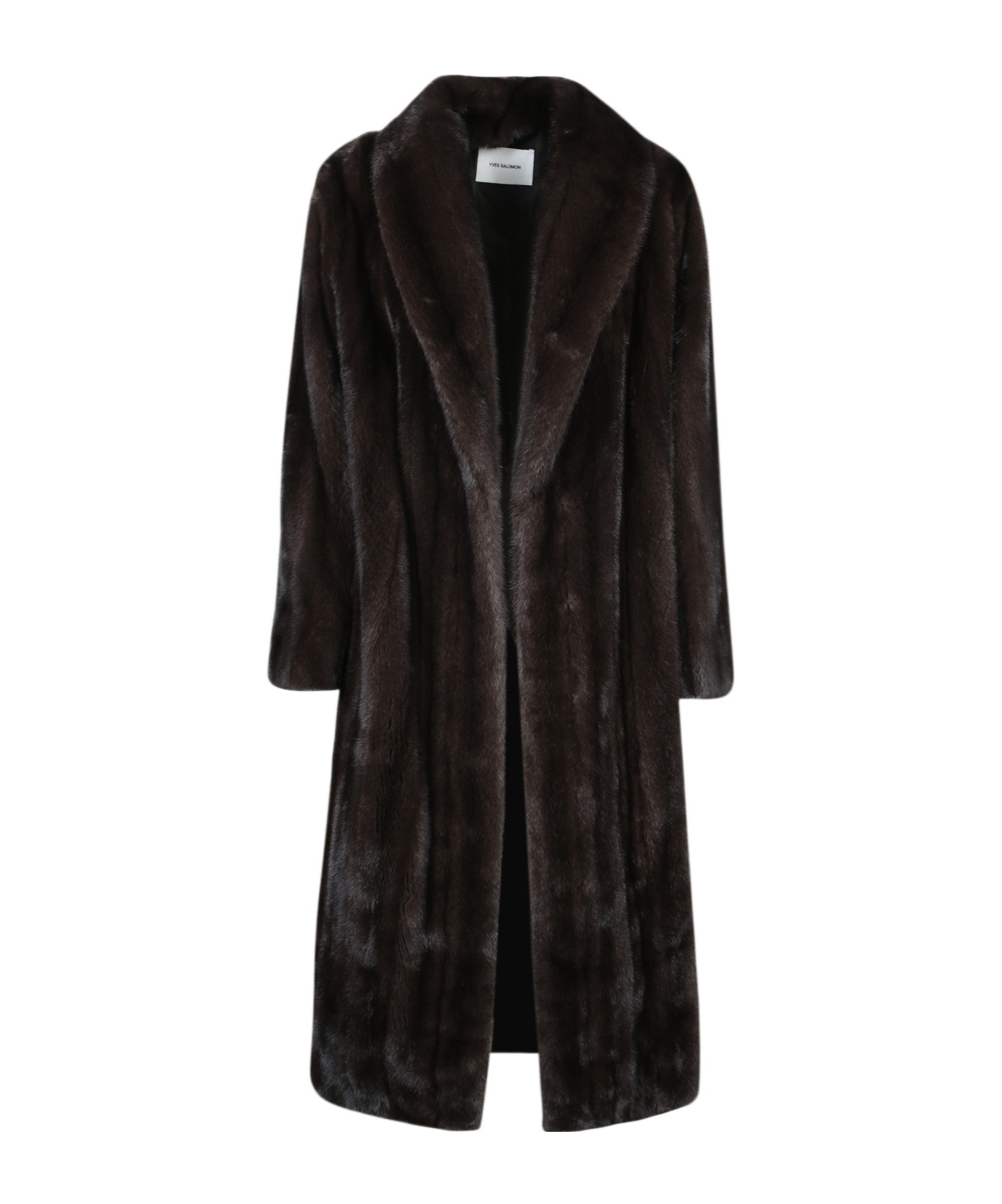 Yves Salomon Long-sleeved Fur Coat In Brown