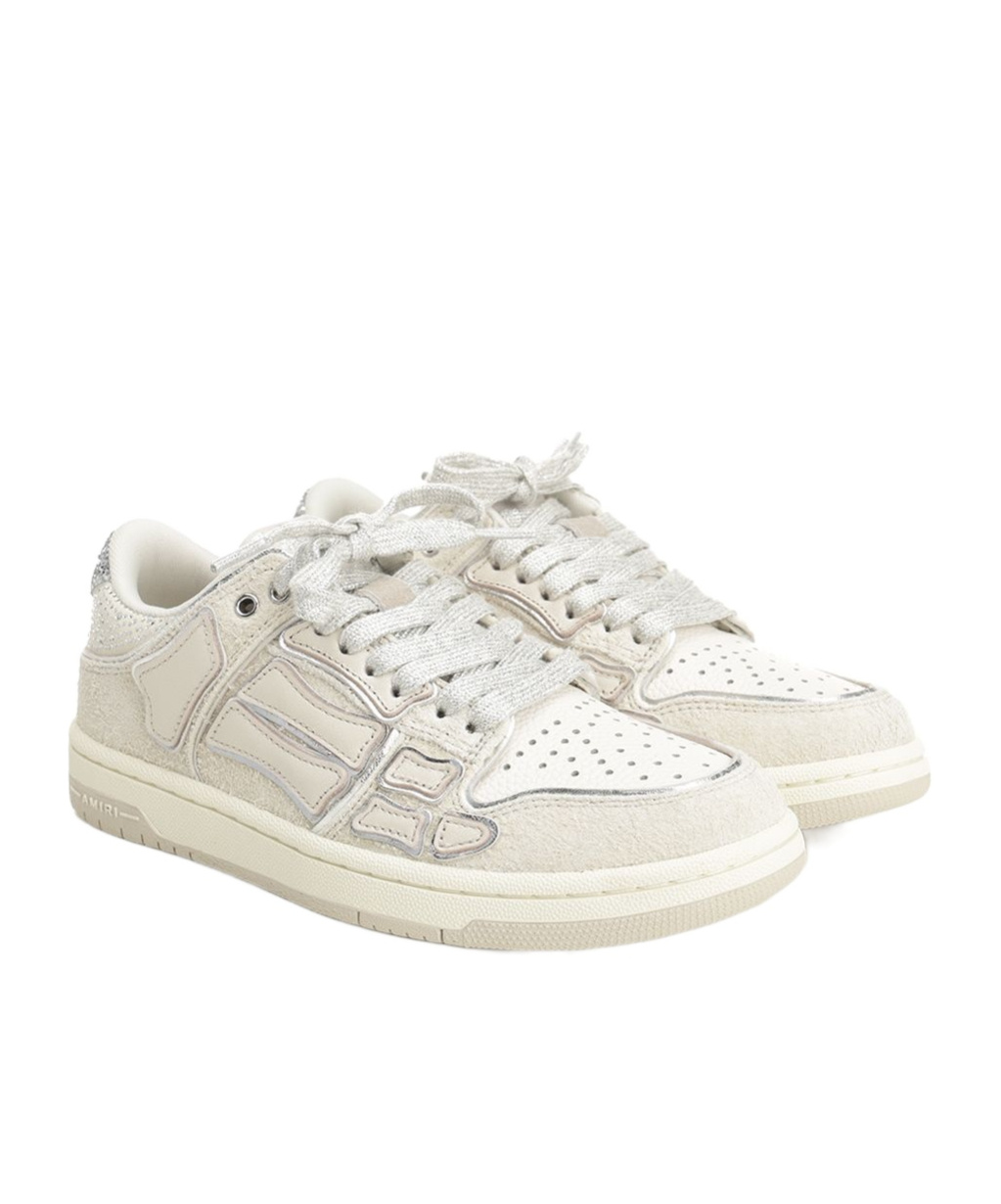Amiri Glitter Skel Low Top Sneakers In White