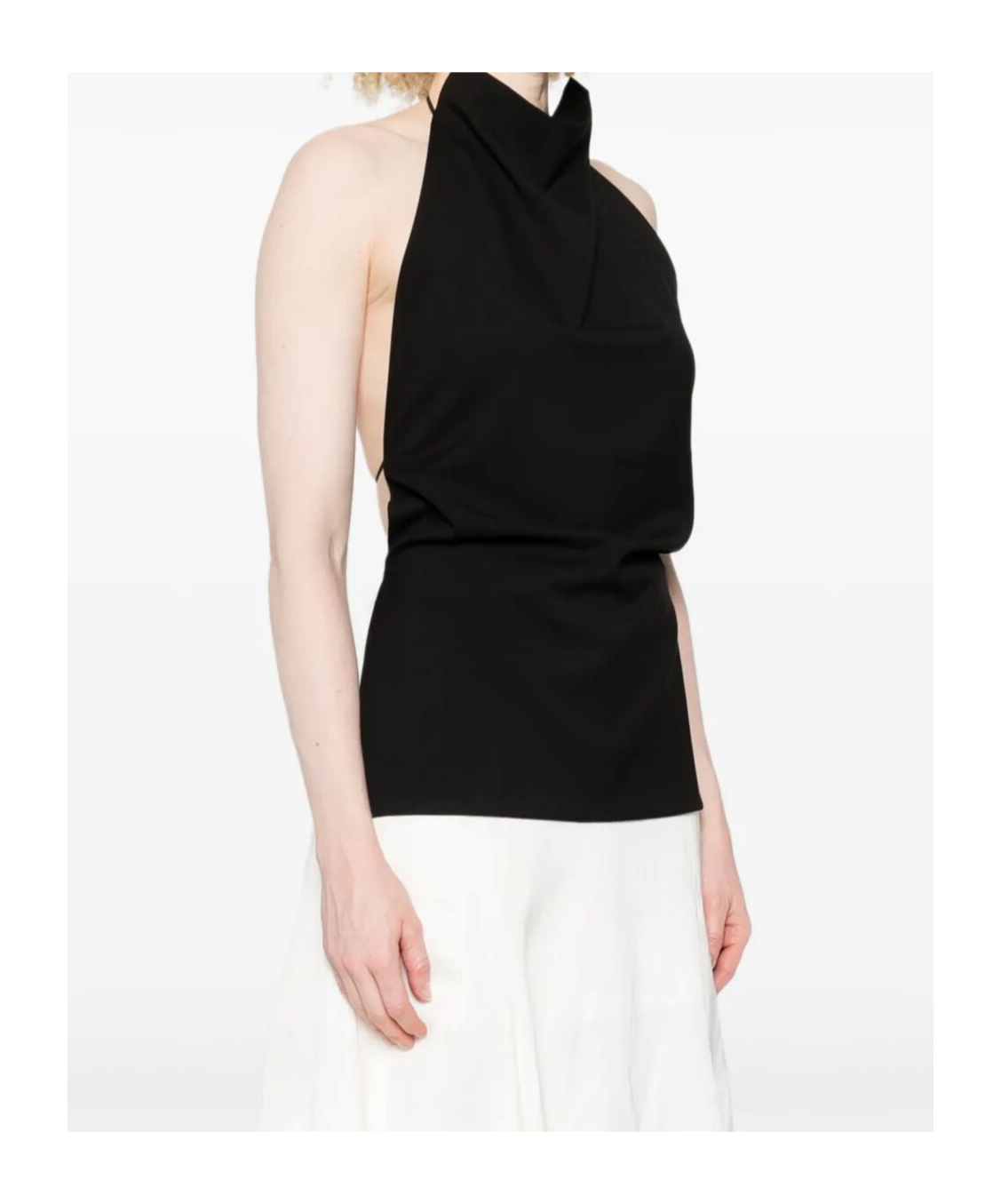 Federico Cina Halterneck Blouse In Black