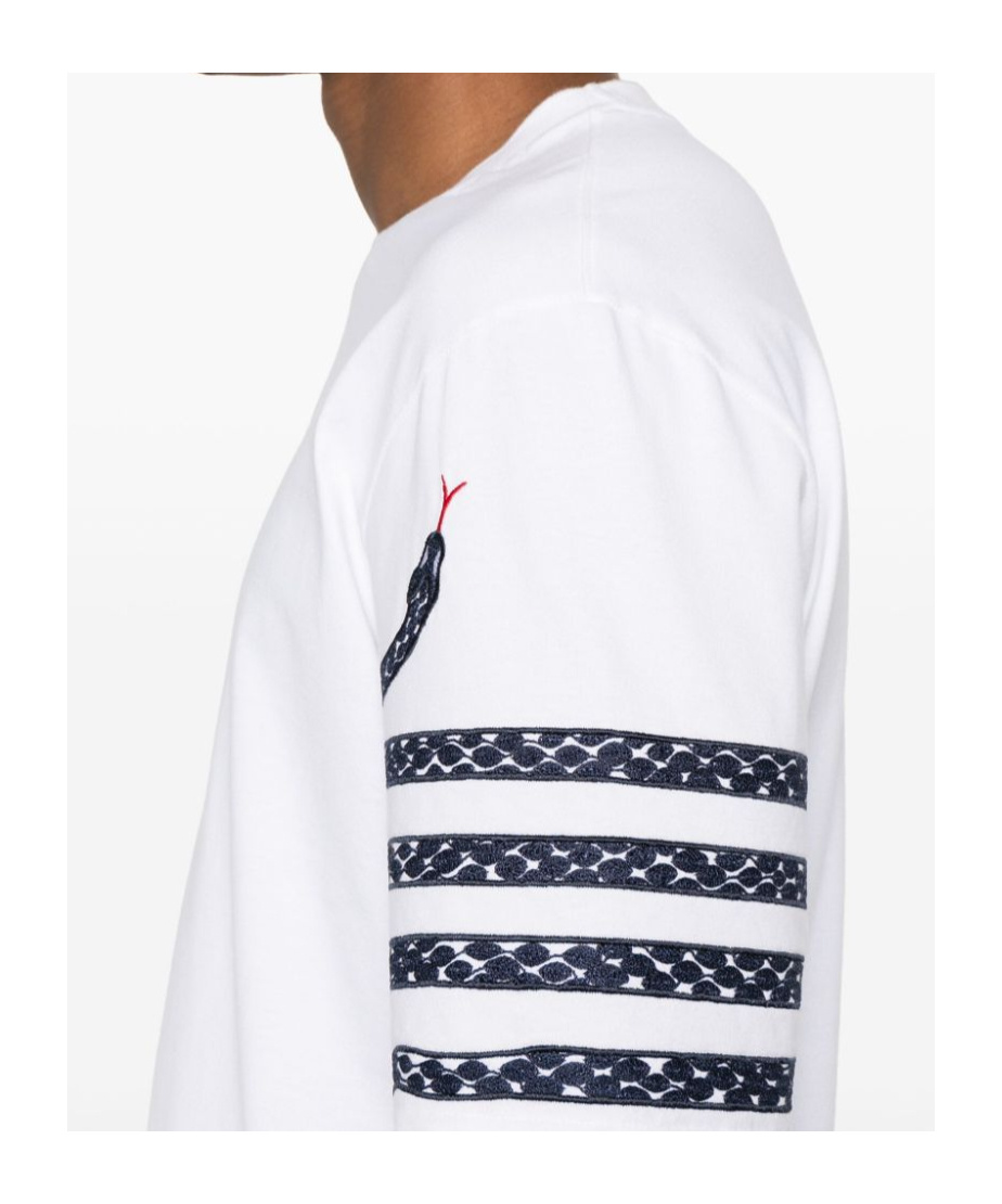 Thom Browne Snake Embroidery Crew Neck T-shirt In White