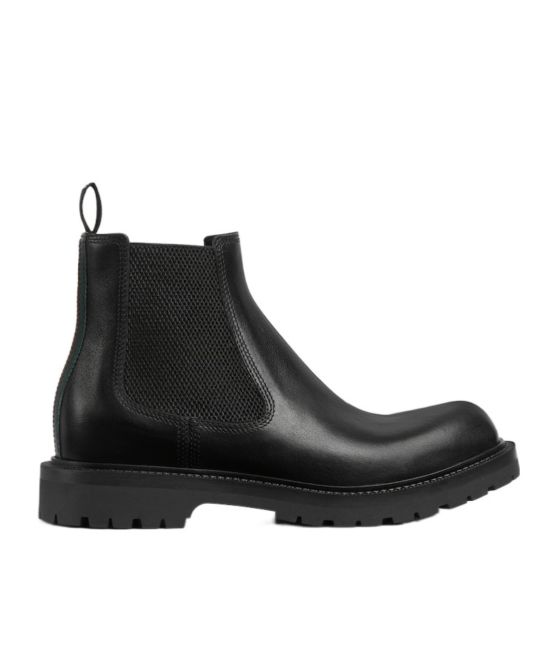Gucci Chelsea Boots With Web In Gray