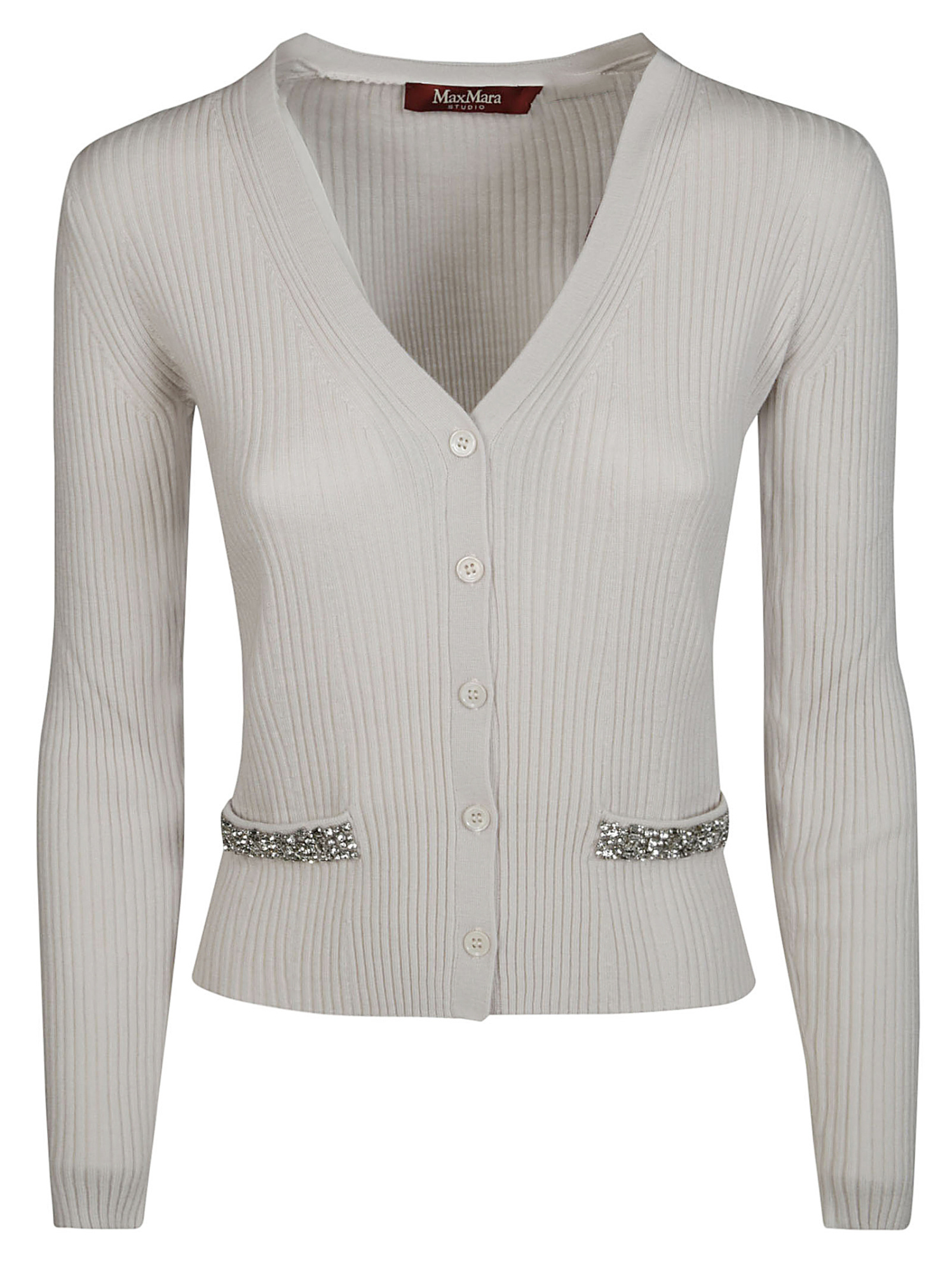 Max Mara Studio Brandy Cardigan Gioiello In Gray