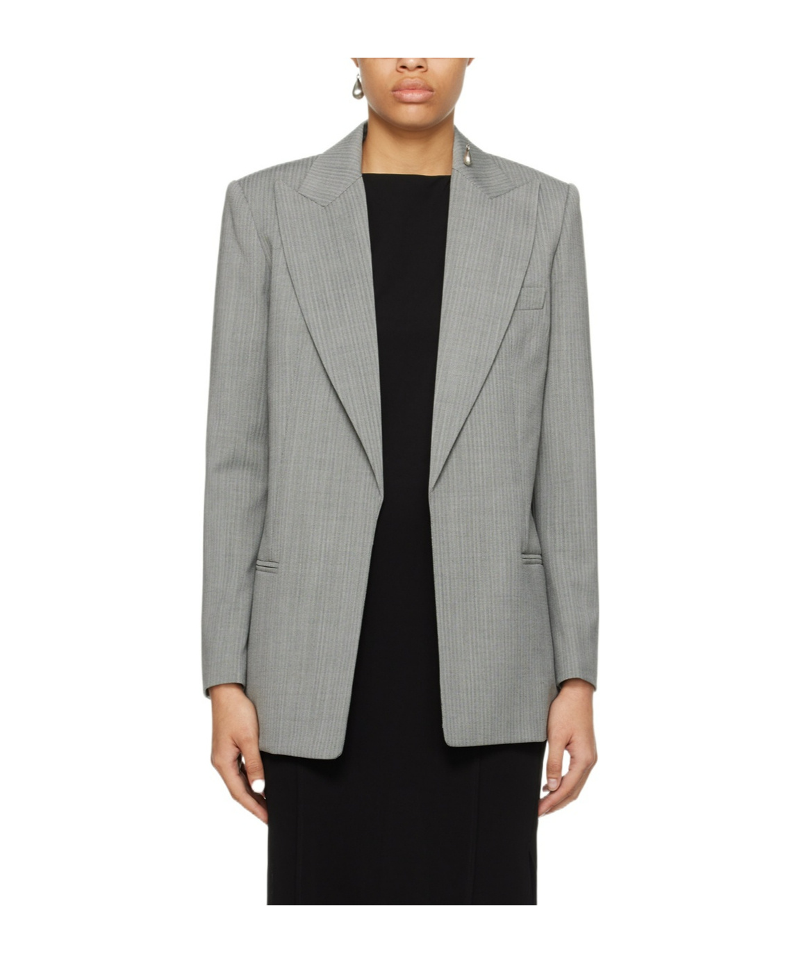 Helmut Lang Peak-lapel Single-breasted Blazer In Gray