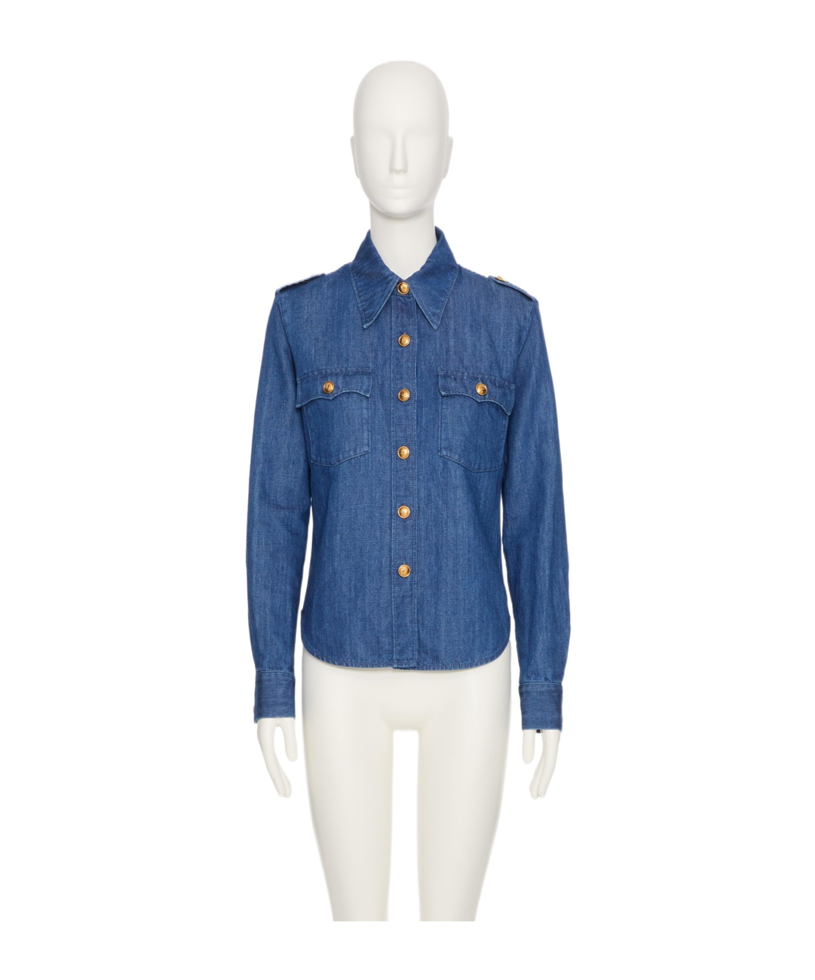 Shop Valentino Lightweight Denim Shirt In Blue