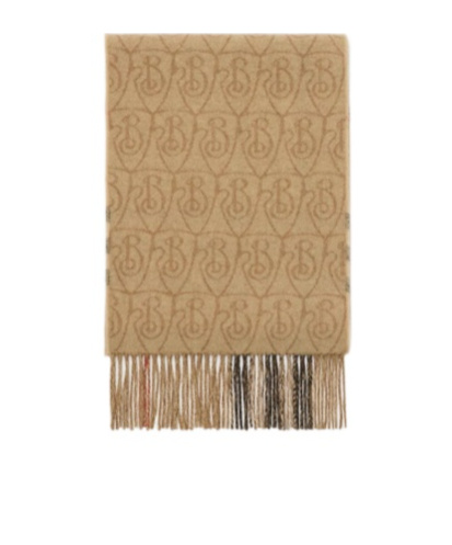 Burberry Reversible B Shield Cashmere Scarf In Brown