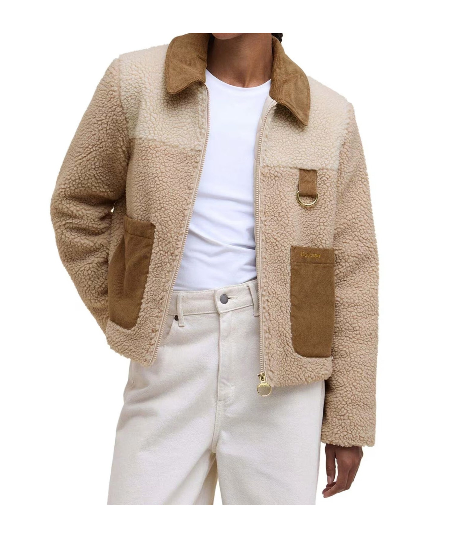 Barbour Corduroy-collar Jacket In Neutral