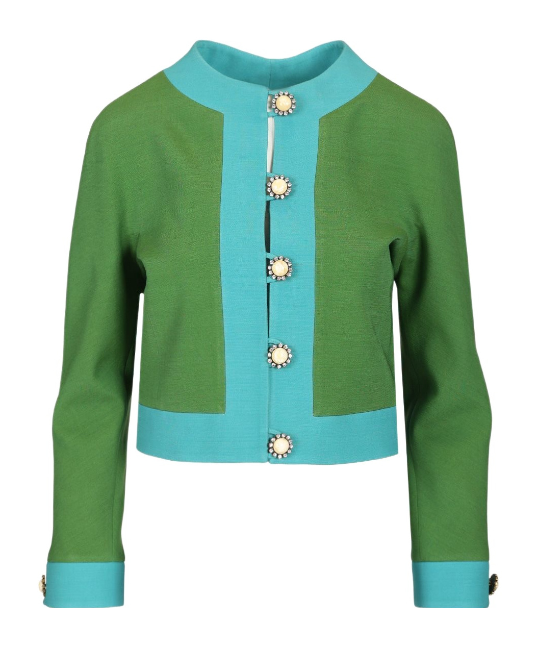 Valentino Short Green And Turquoise Jacket In Nude