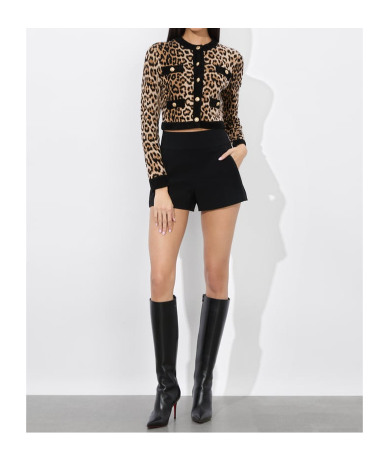 Alice And Olivia Claira Leopard Cardigan In Animal Print