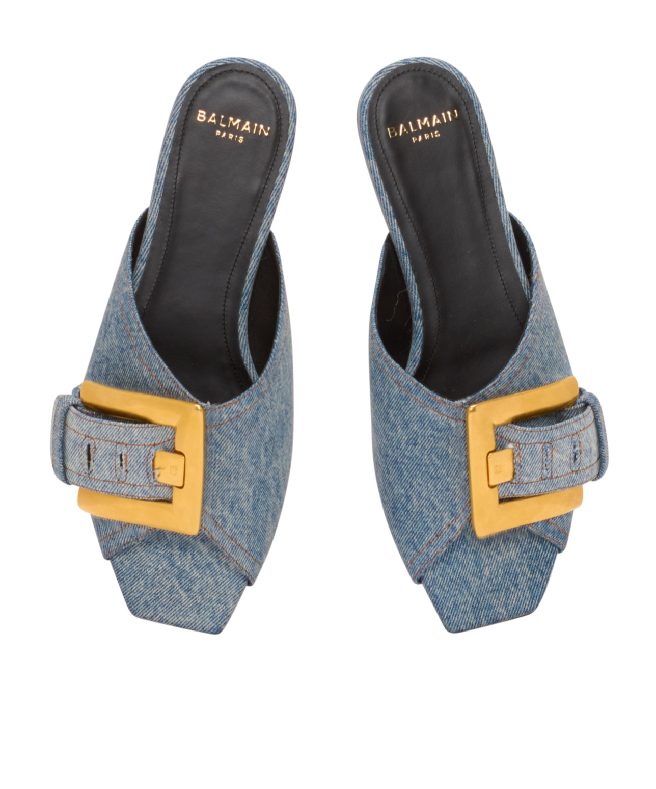 Balmain Anthem Flat Denim Sandals