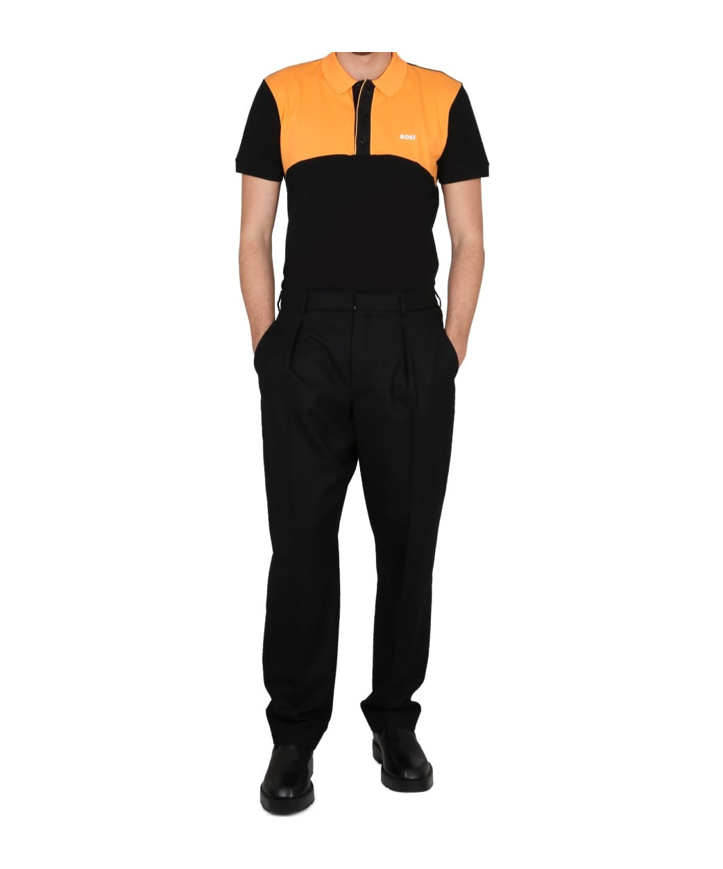 Shop Hugo Boss Boss Color Blocked Polo Shirt In Black