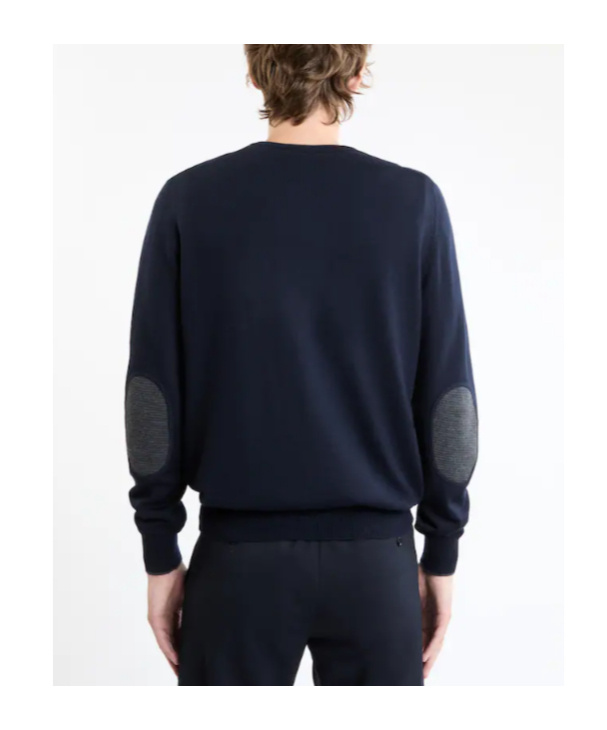 Fay Jumper In Blue Shaved Wool Knit In Black