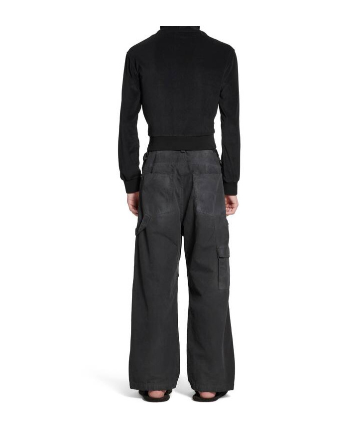 Balenciaga Cotton Cropped Cargo Trousers In Black