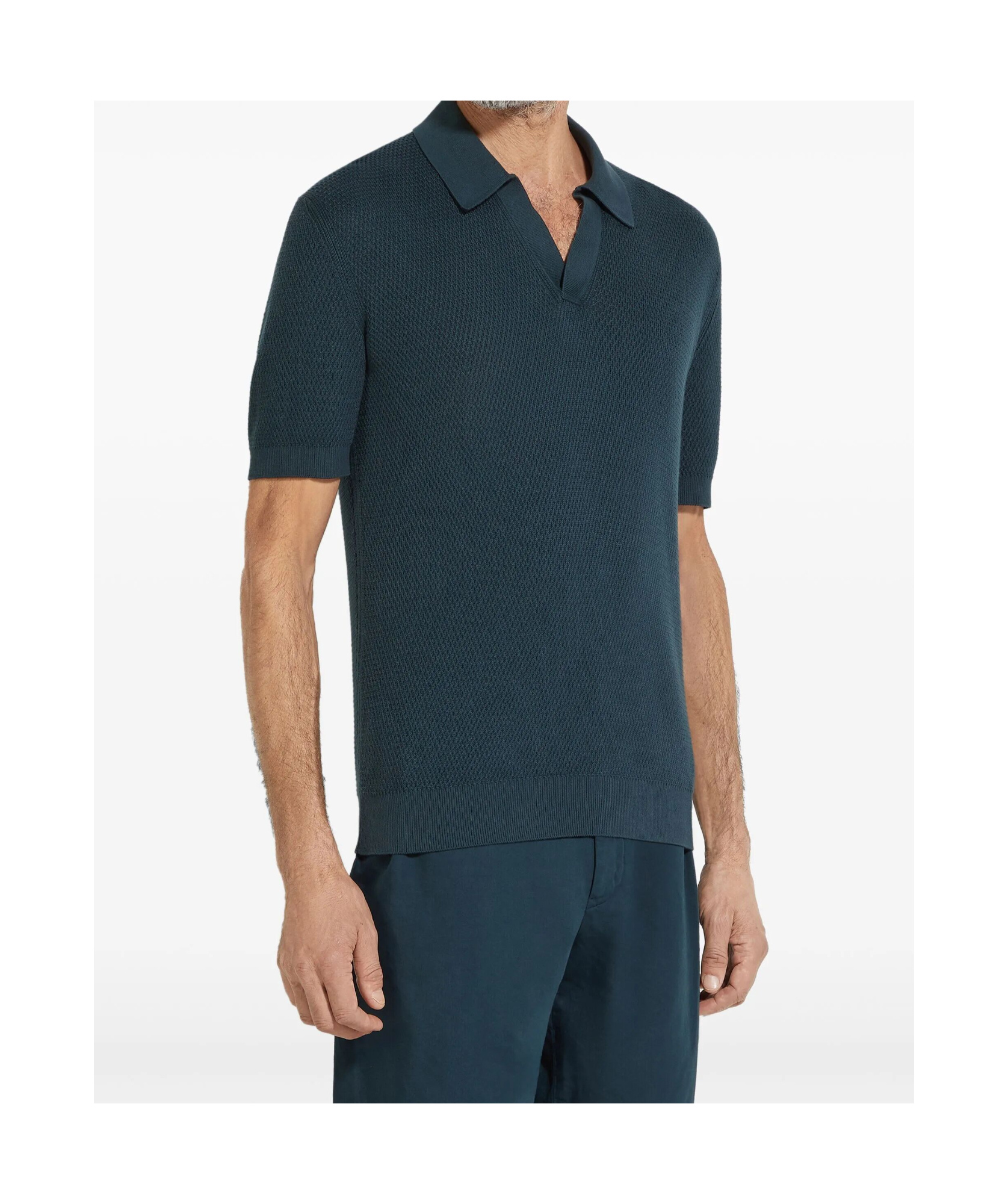 Shop Zegna Short-sleeved Knitted Polo Shirt In Black