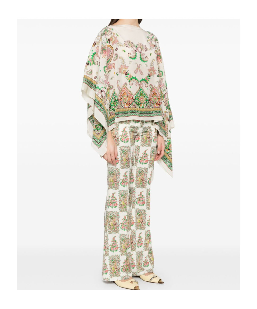Shop Etro Floral Paisley Silk Poncho In White