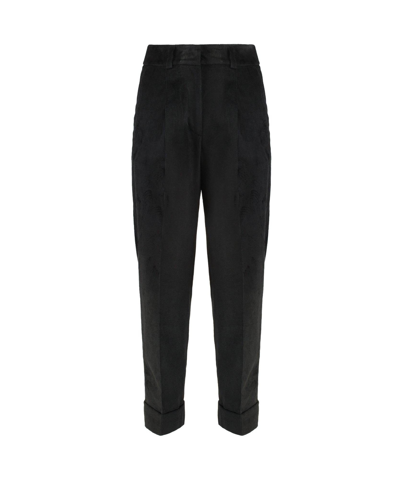 Peserico Corduroy Belt-loop Trousers In Black