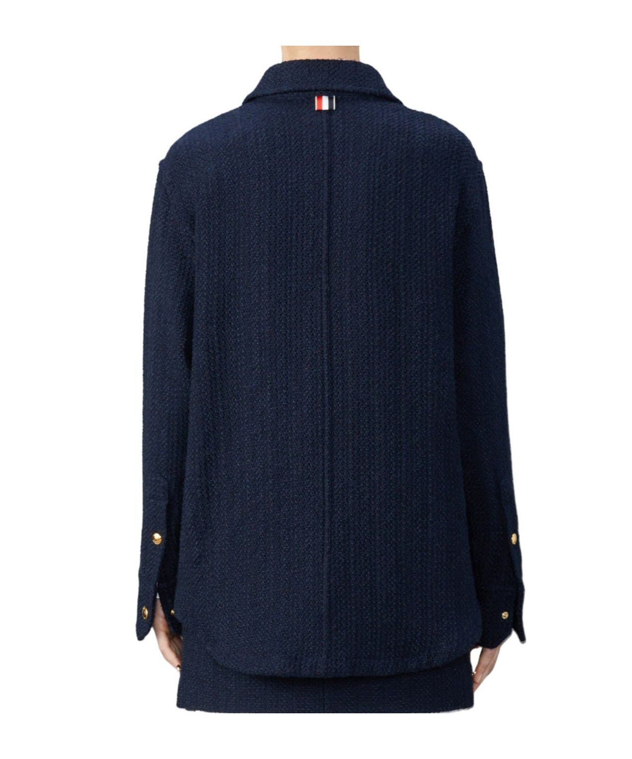 Thom Browne Rwb-striped Tweed Blazer In Black