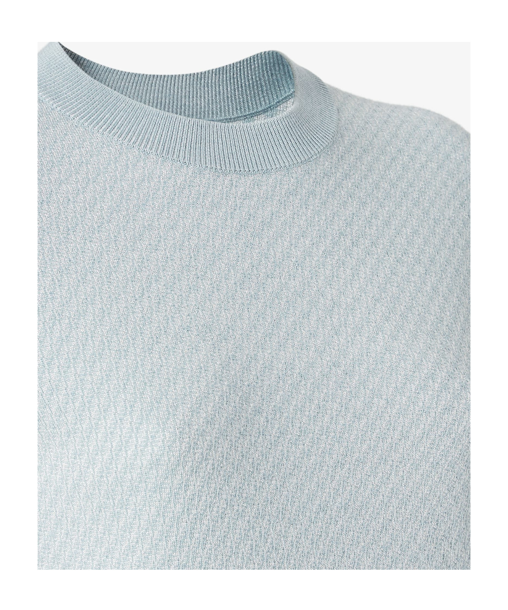Fendi Light Blue Ff Wool And Silk Jumper In White