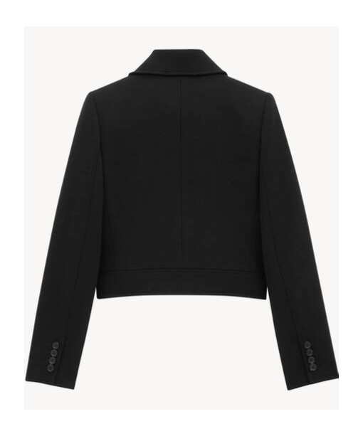 Saint Laurent Long-sleeved Wool Casual Jacket In Black