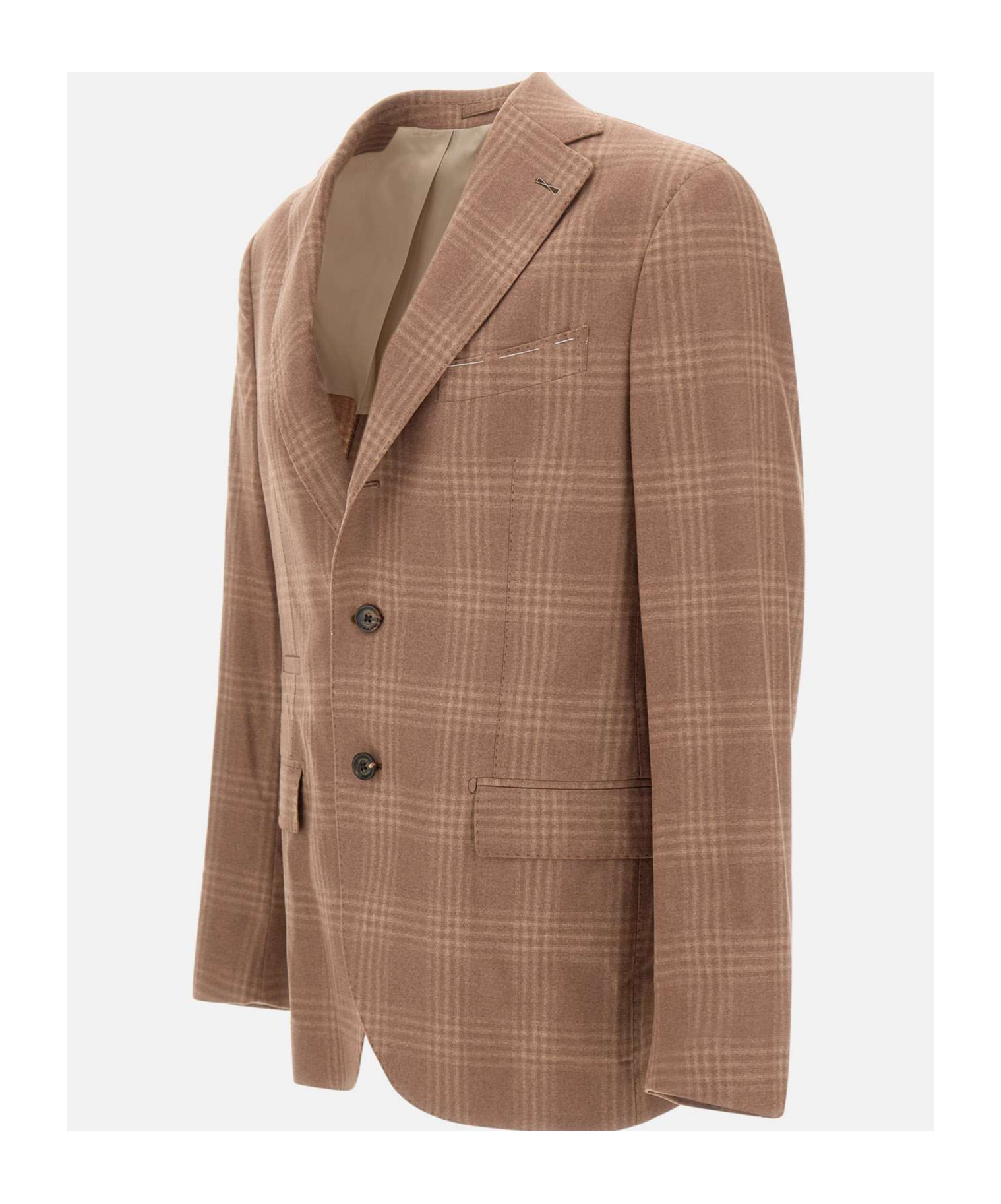 Eleventy Single-breasted Checked Blazer In Brown
