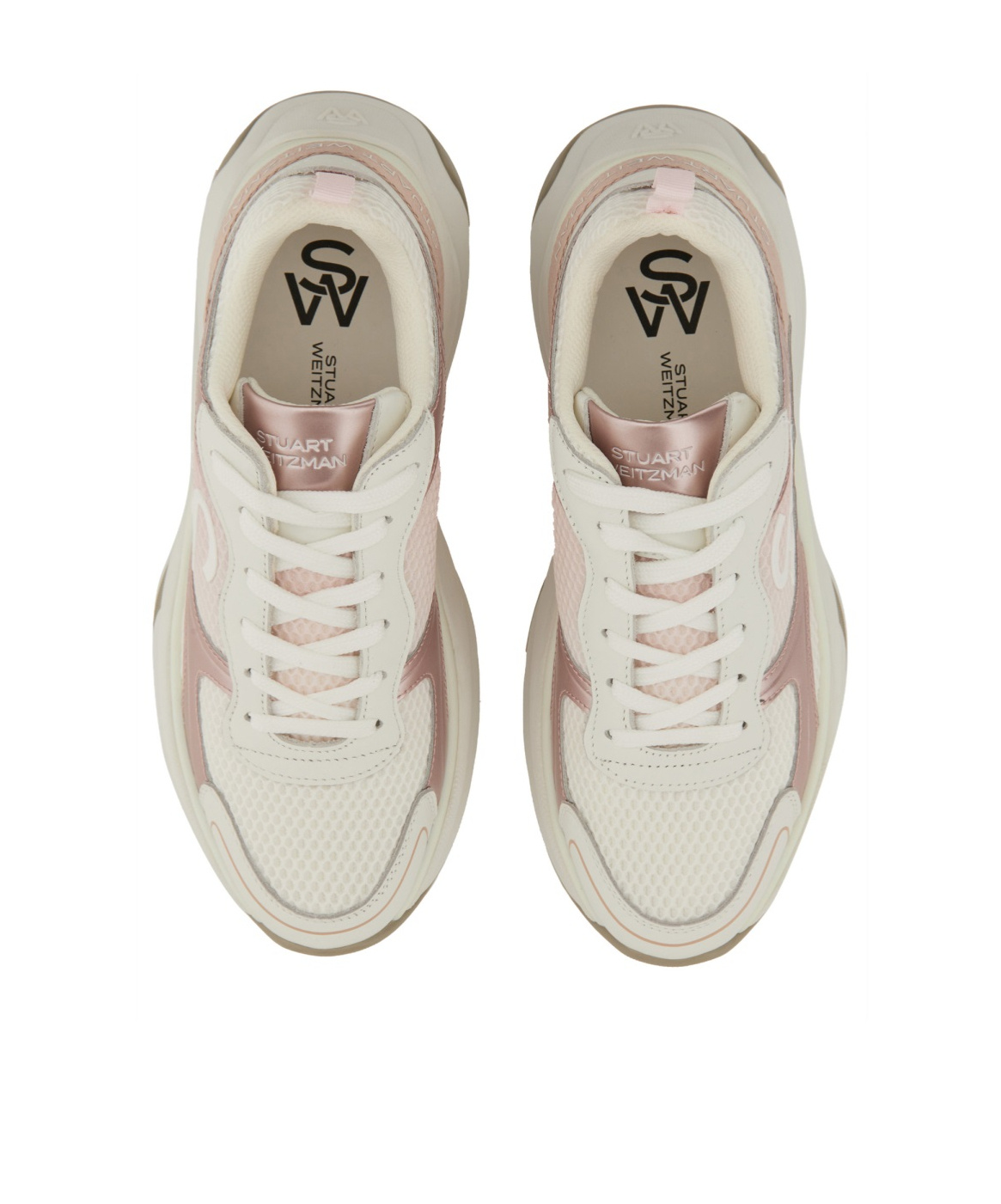 Stuart Weitzman Textured Upper Sneakers In White