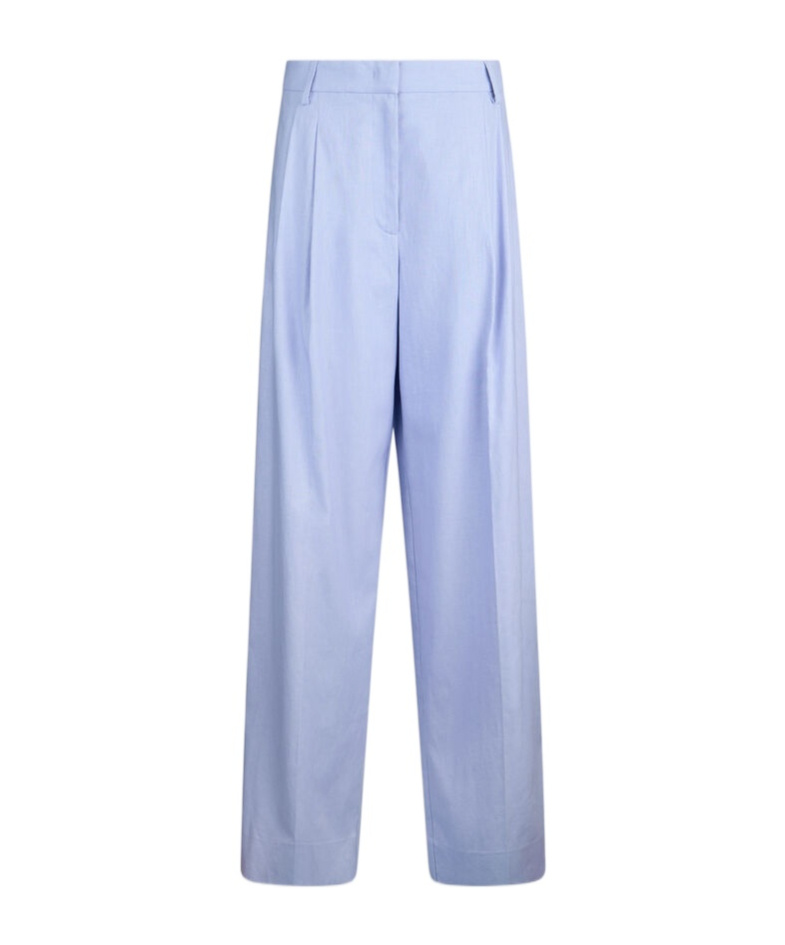Liu •jo Linen And Cotton Palazzo Trousers In Blue