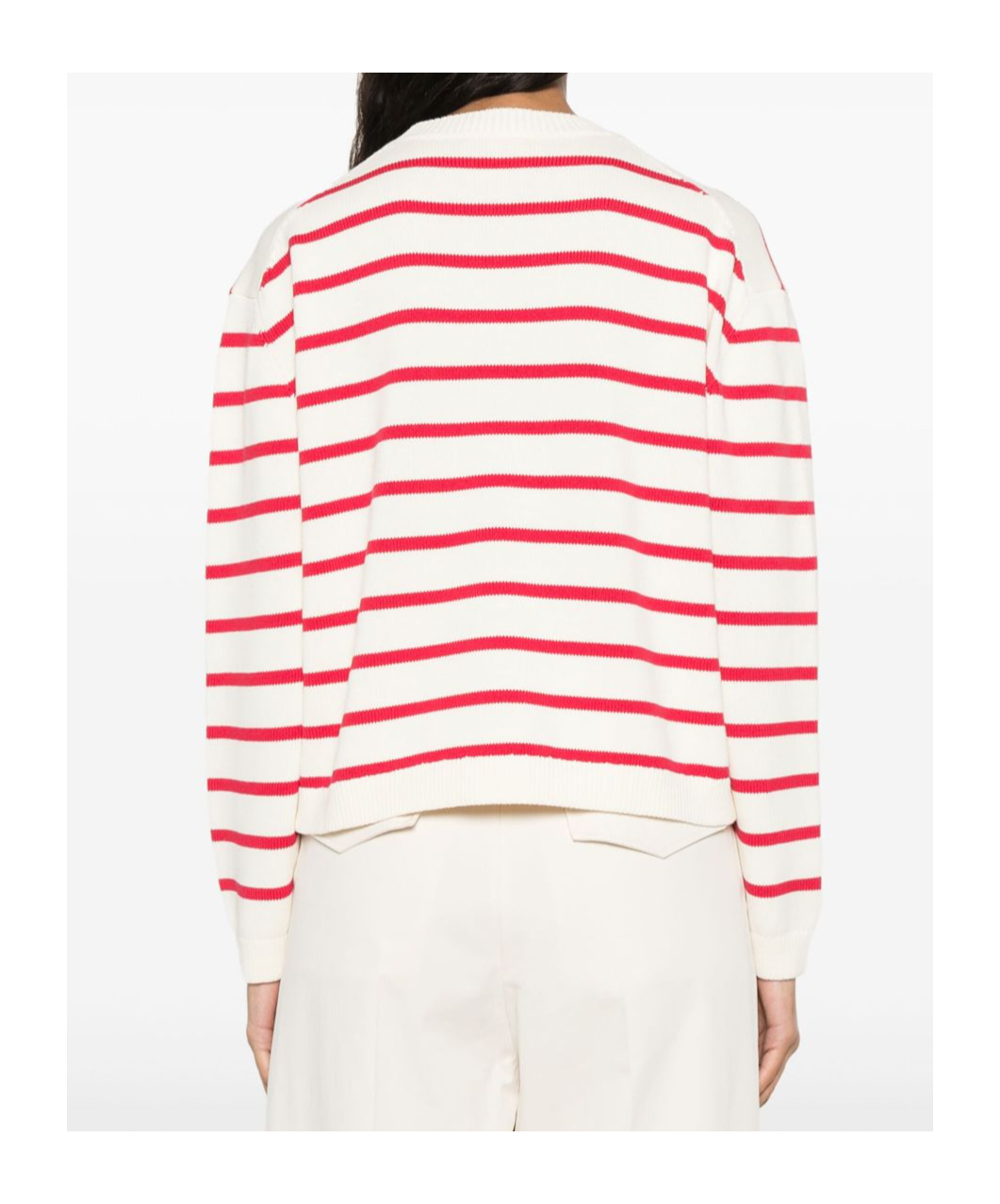 Shop Semicouture Striped Knitted Sweater In White