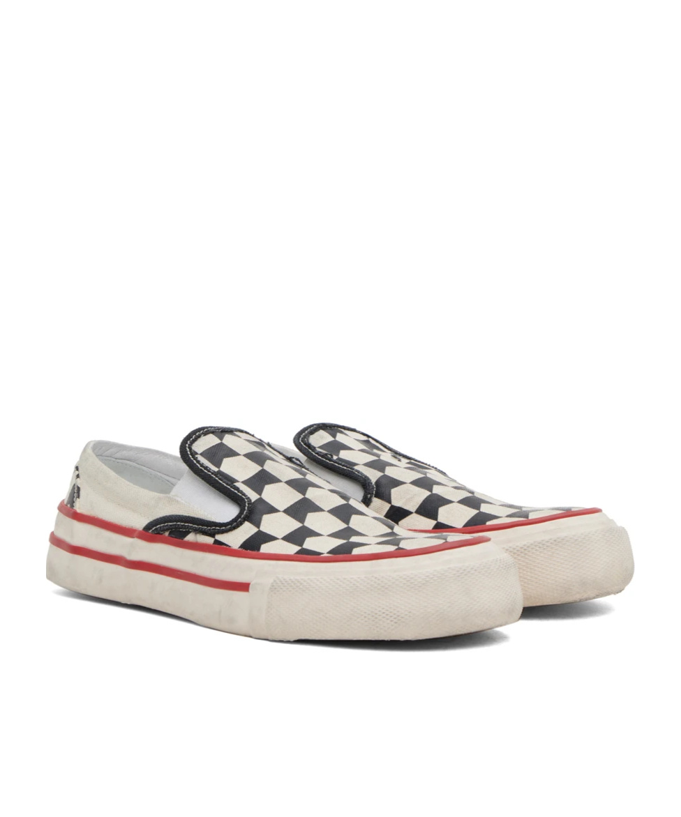 RHUDE CHECK FLAT SNEAKERS 