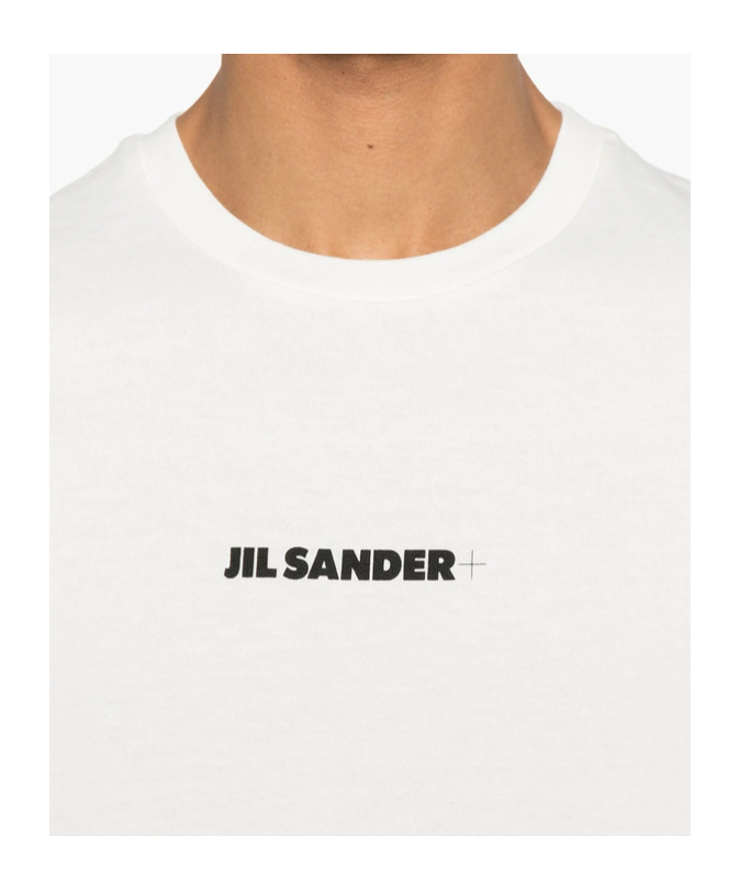 Jil Sander Ecru Short Sleeve T-shirt With Logo In White